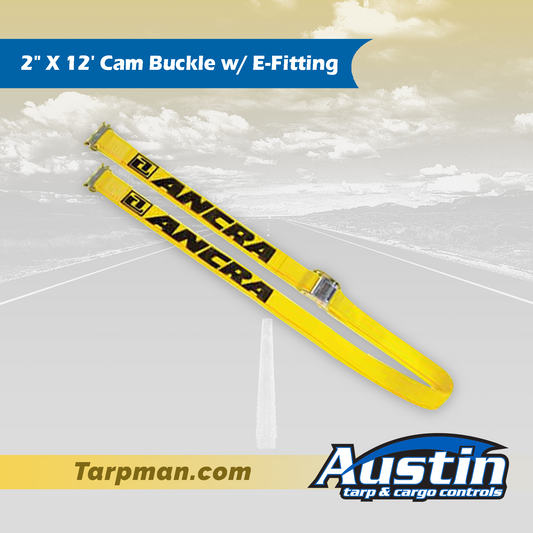 2" X 12' Cam Buckle w/ E-Fitting Tarpman.com | Austin Tarp & Cargo Controls