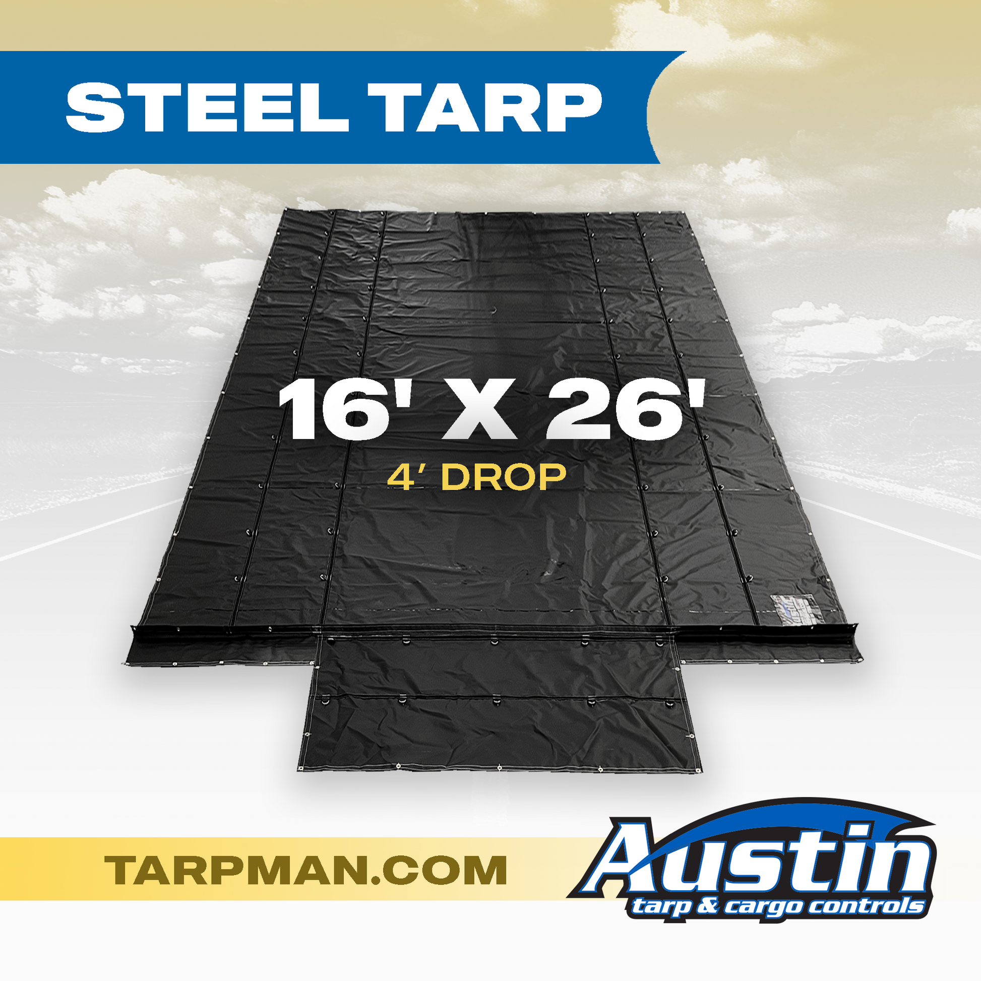 stitches and steel tarp 16" x 26" Steel Tarp with End Flap