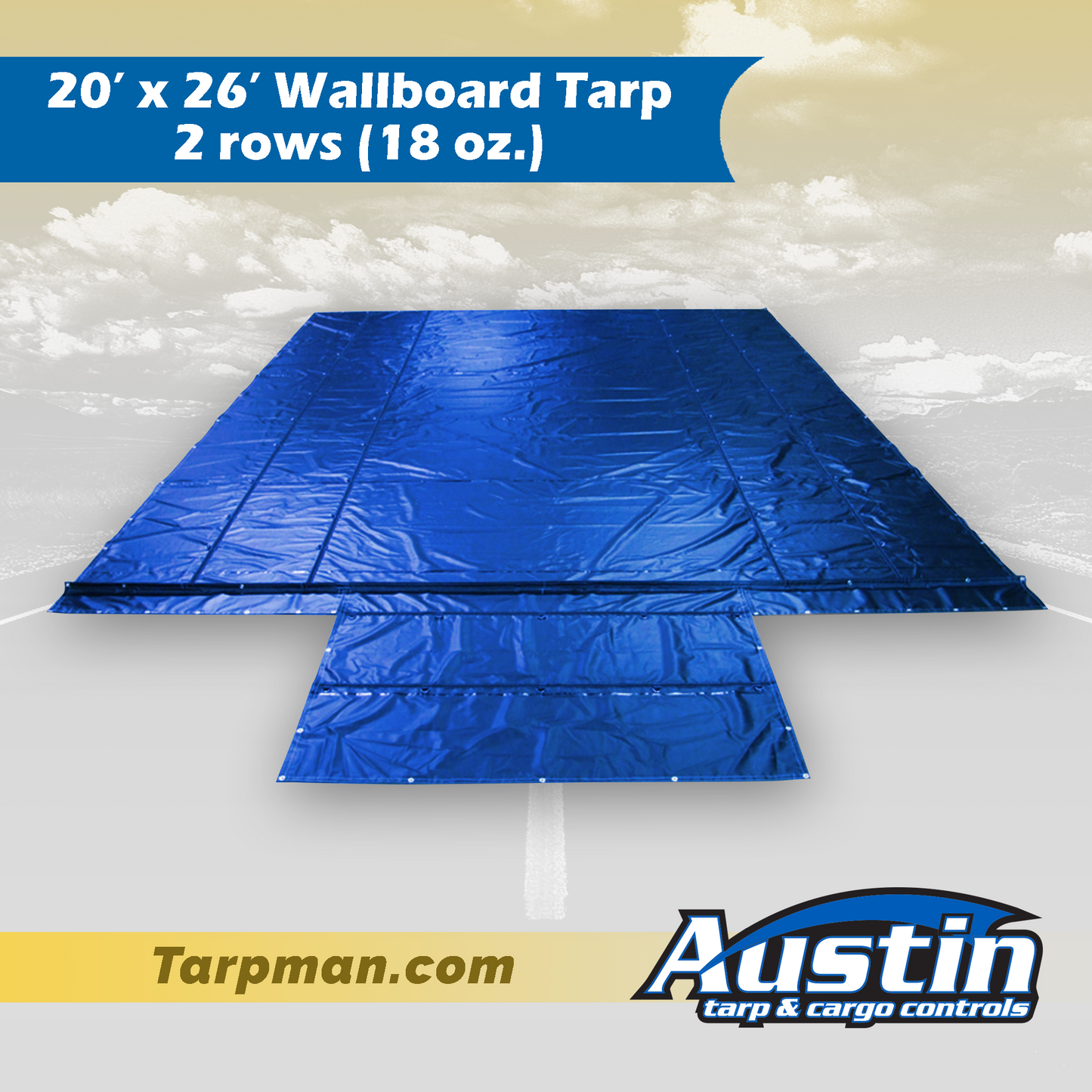 20' x 26' Wallboard Tarp - 2 rows (18 oz.) Tarpman.com | Austin Tarp & Cargo Controls
