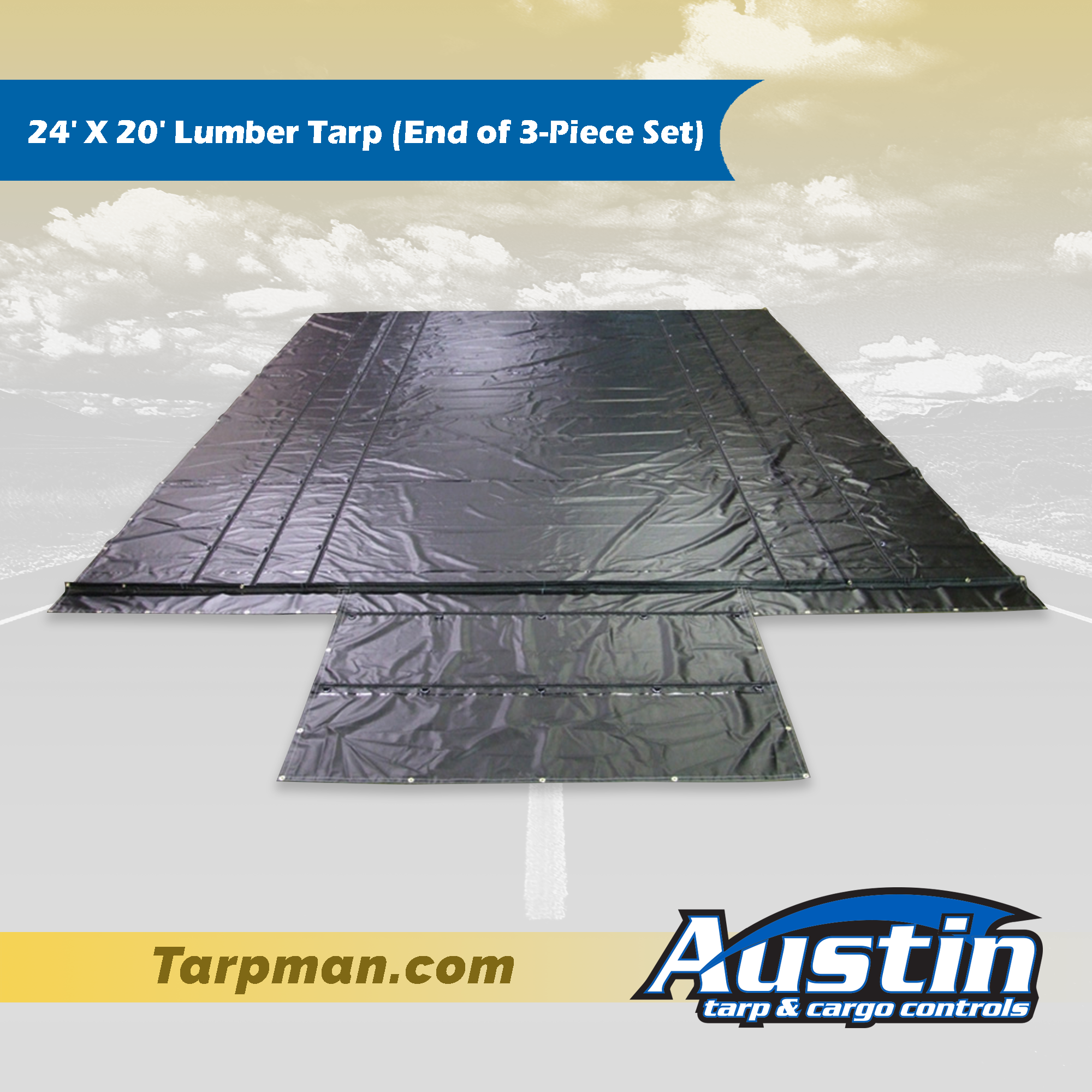 24' X 20' Lumber Tarp (End of 3-Piece Set) Tarpman.com | Austin Tarp & Cargo Controls