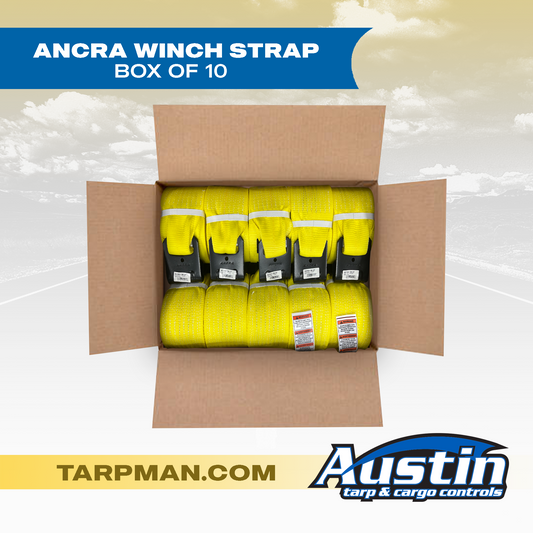 4" X 27' Winch Strap (Box of 10) Tarpman.com | Austin Tarp & Cargo Controls
